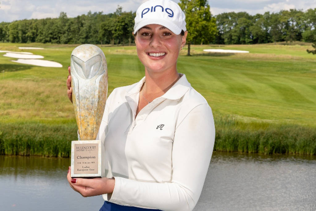 Darcey Harry poses with the trophy after winning the Hulencourt Women